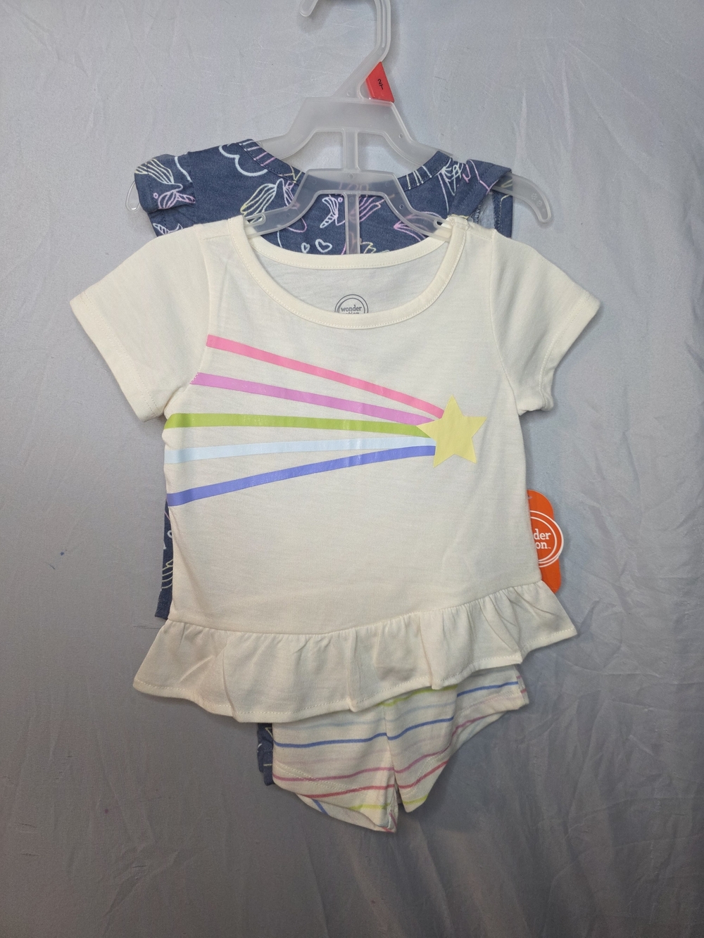 Kids White Star Rainbow Ruffle One-Piece